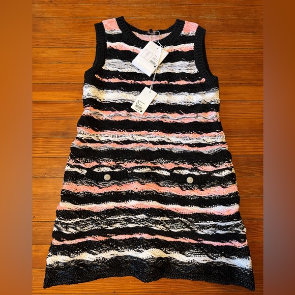 CHANEL Dresses & Skirts - Auth. NWT CHANEL Spring Summer 20S Pink White and Black Multi Colored Dress SZ46